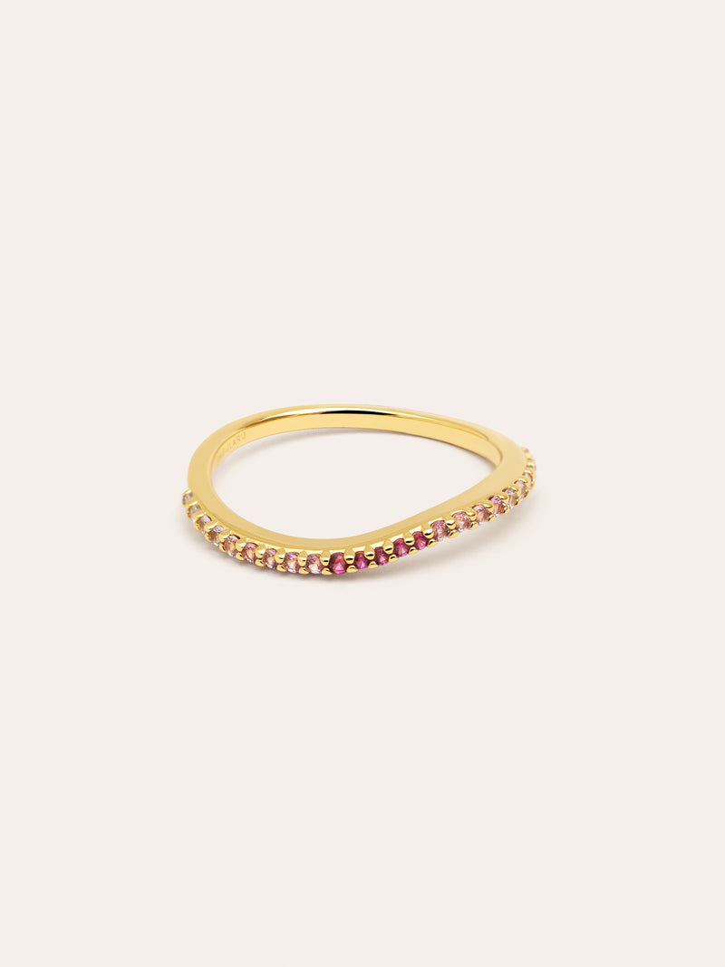 Anel Fino Scarlett Rosa Banho de Ouro