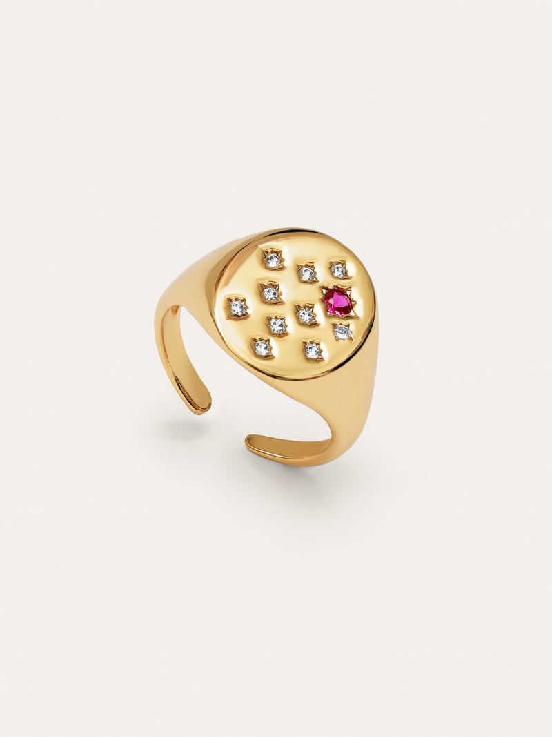 Pink Signet Gold Ring