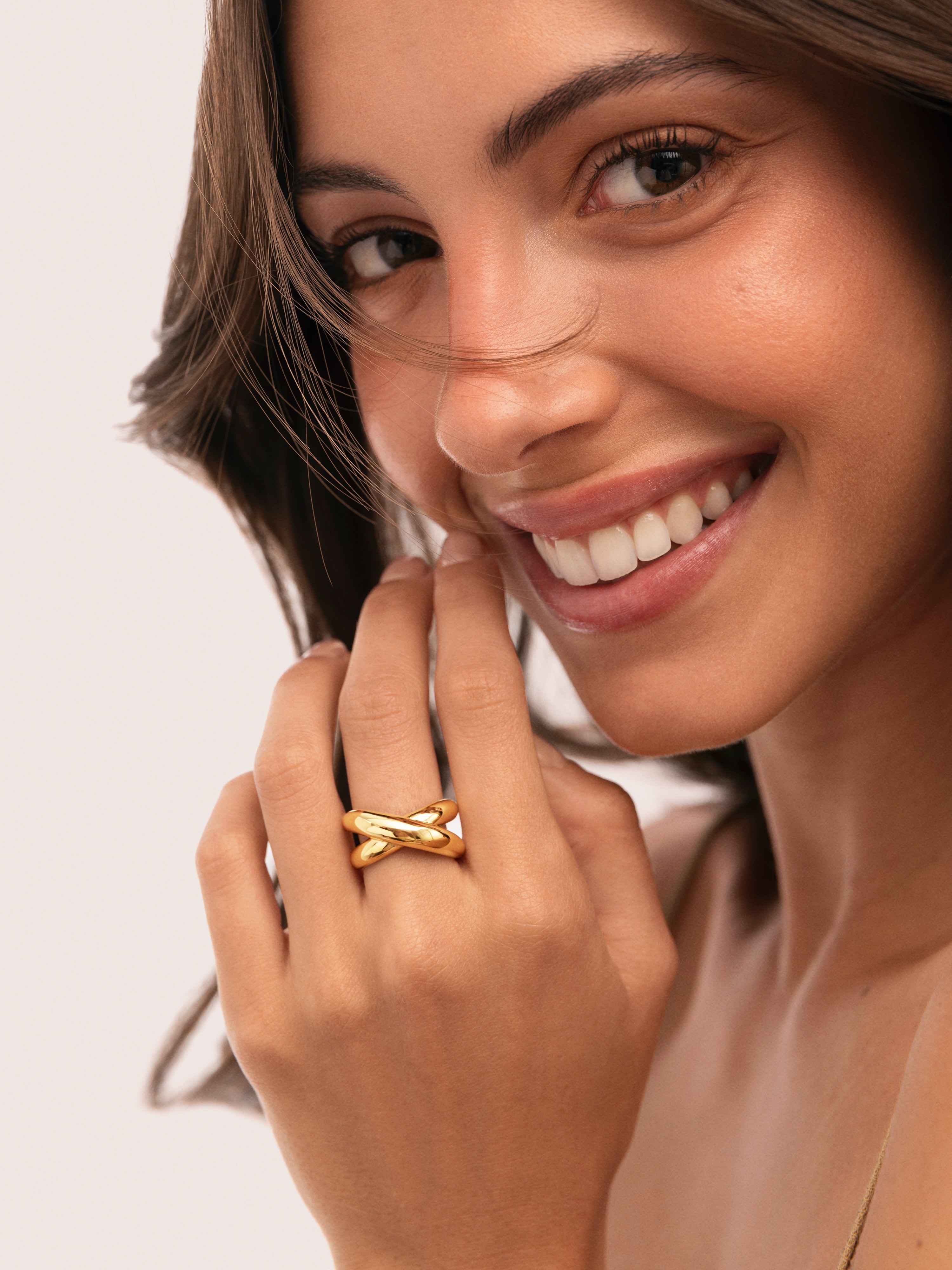 Single Cross Steel Gold-Plated Ring