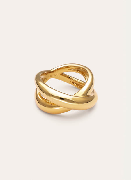 Single Cross Steel Gold-Plated Ring