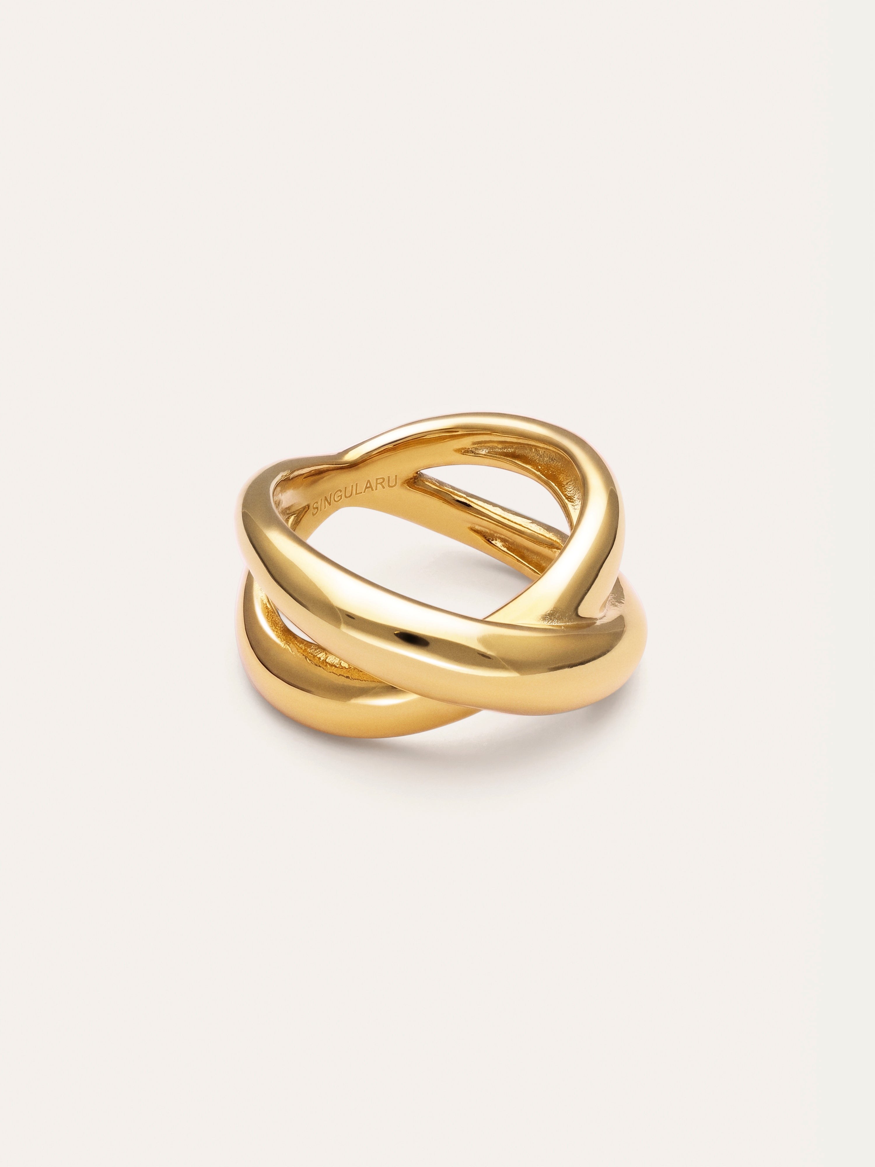 Single Cross Steel Gold-Plated Ring