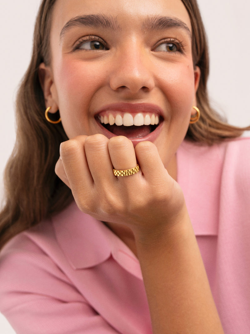 Sierpe Steel Gold Plated Ring