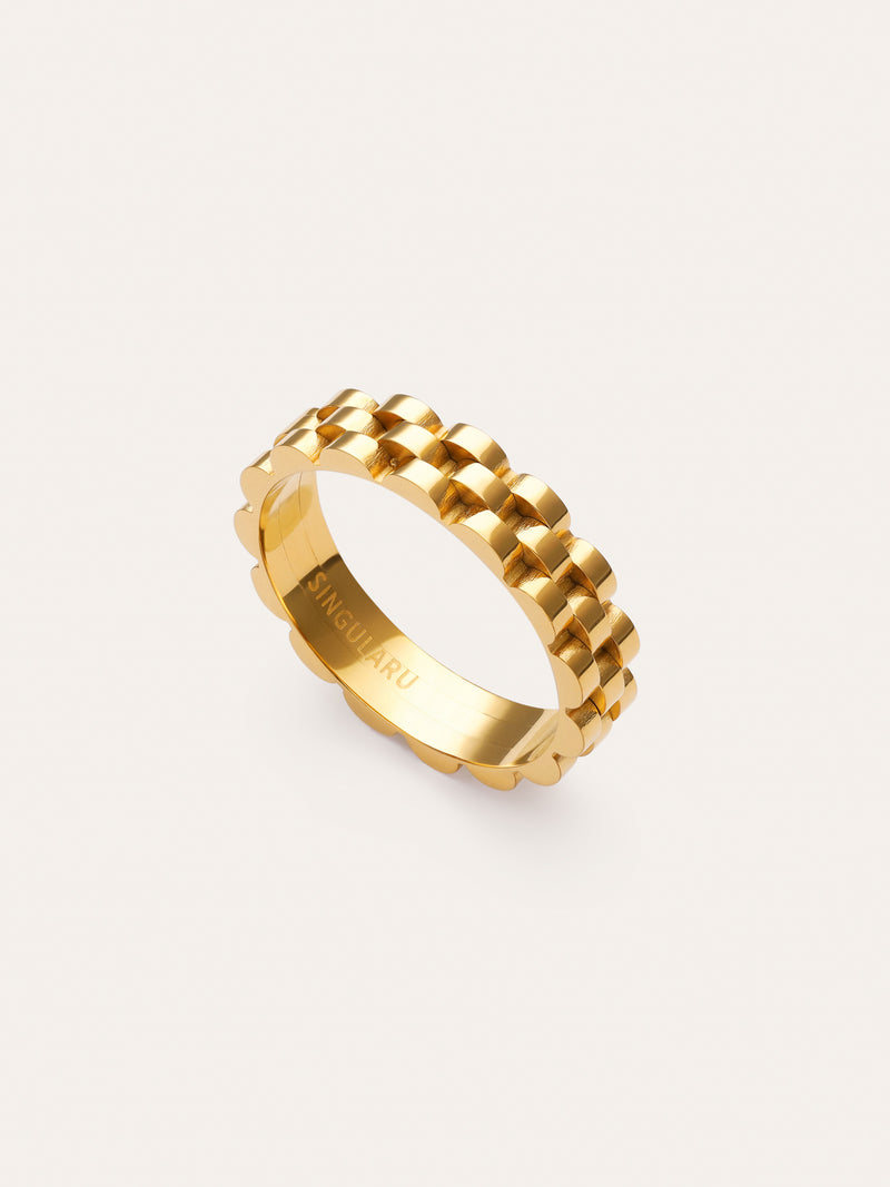 Sierpe Steel Gold Plated Ring