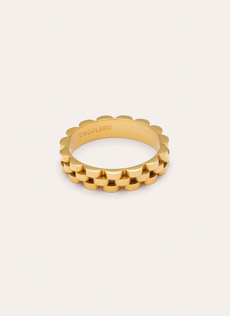 Anillo Sierpe Acero Baño Oro