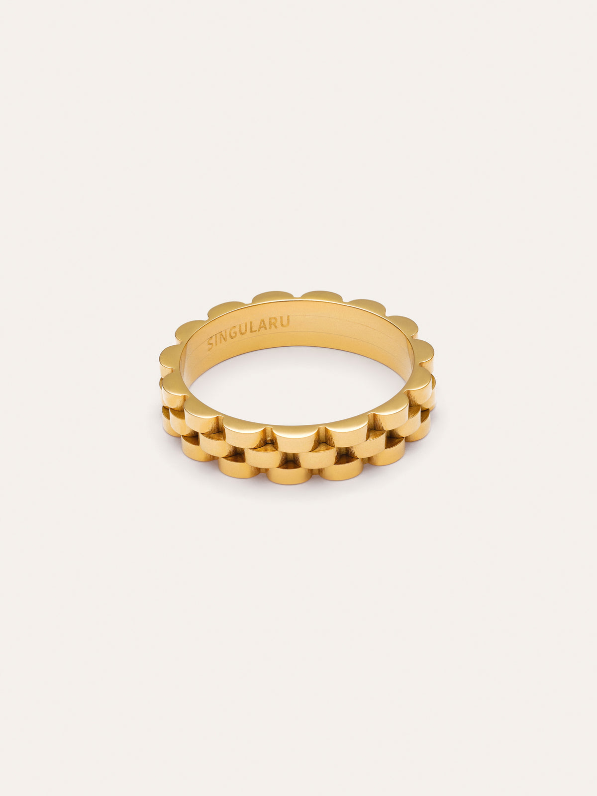 Sierpe Steel Gold Plated Ring