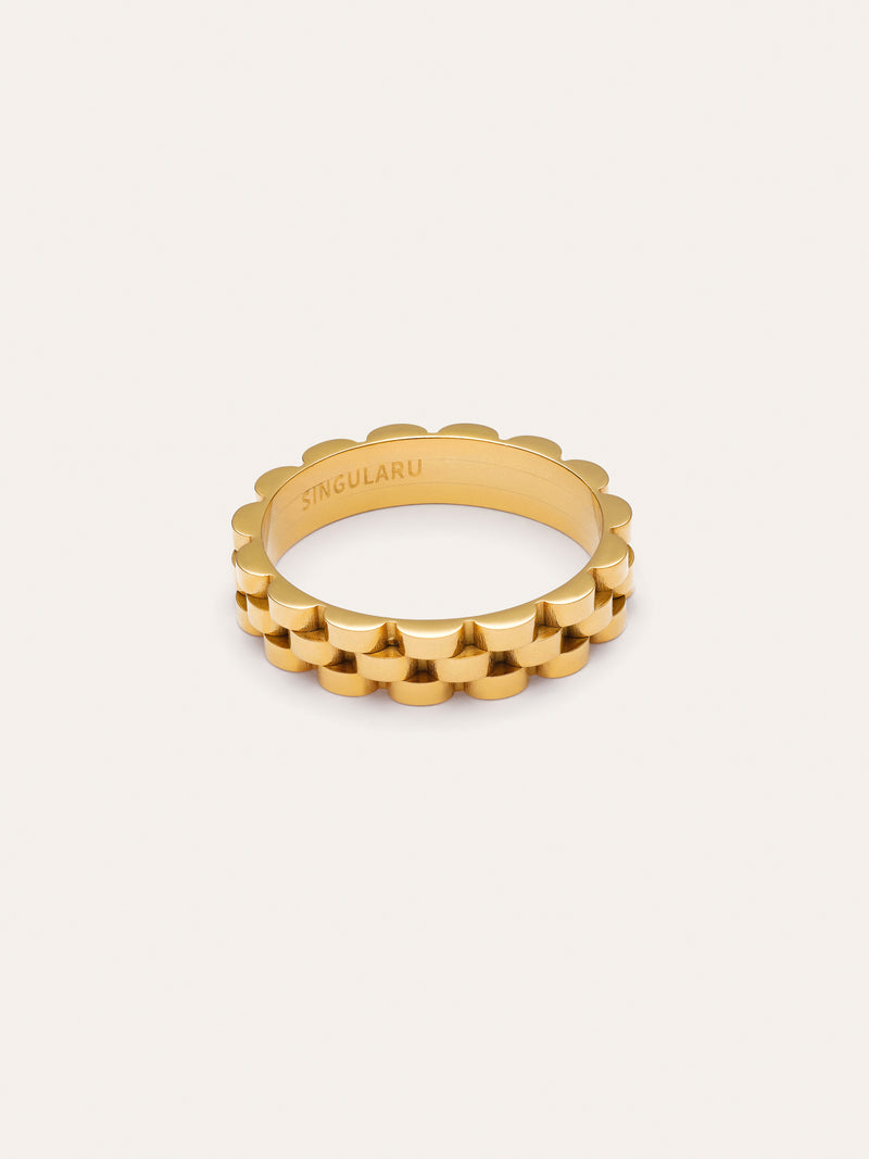 Sierpe Steel Gold Plated Ring