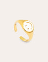 Smiley White Enamel Gold Ring