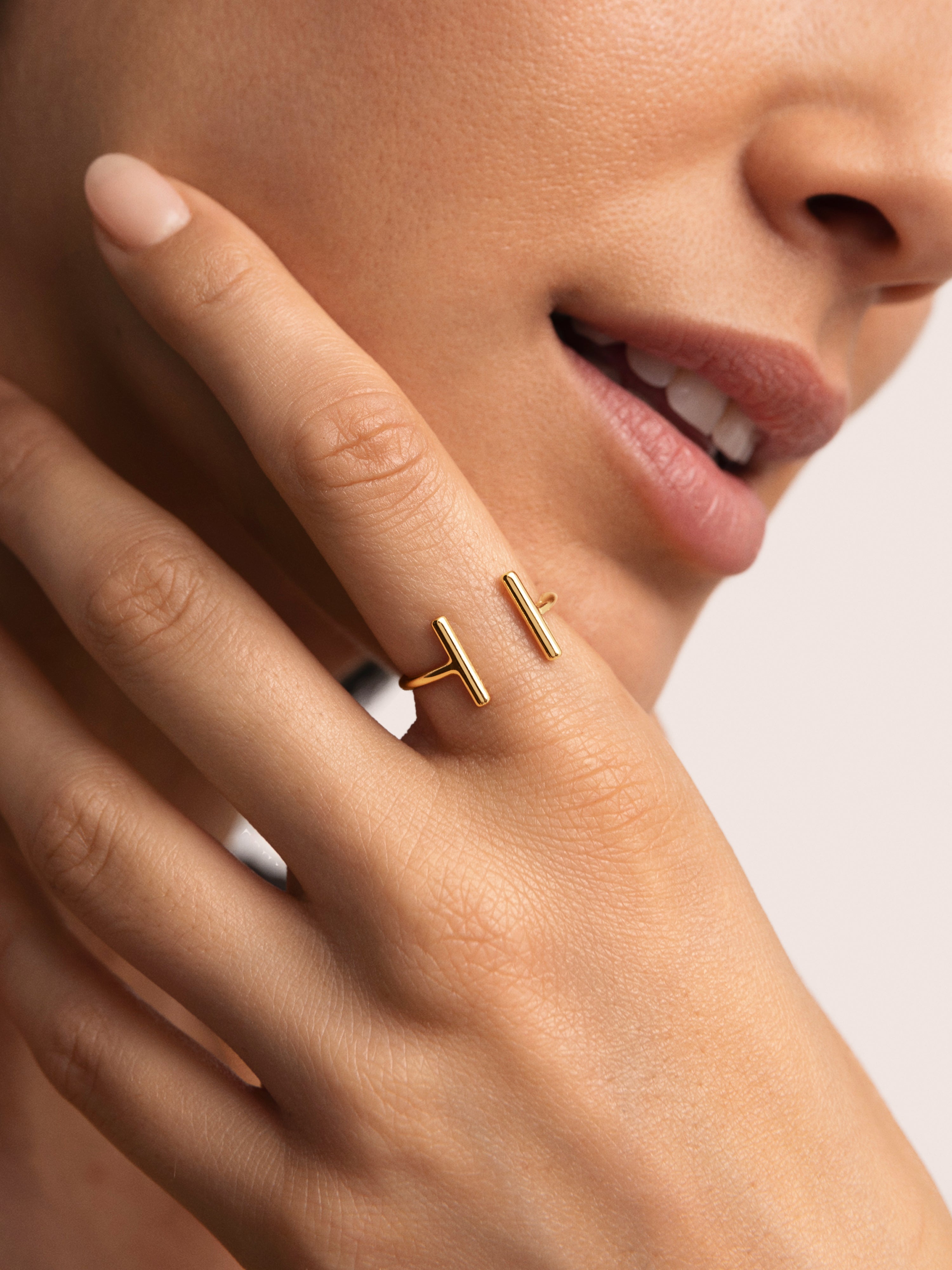 Anillo Sticks Plata Baño Oro