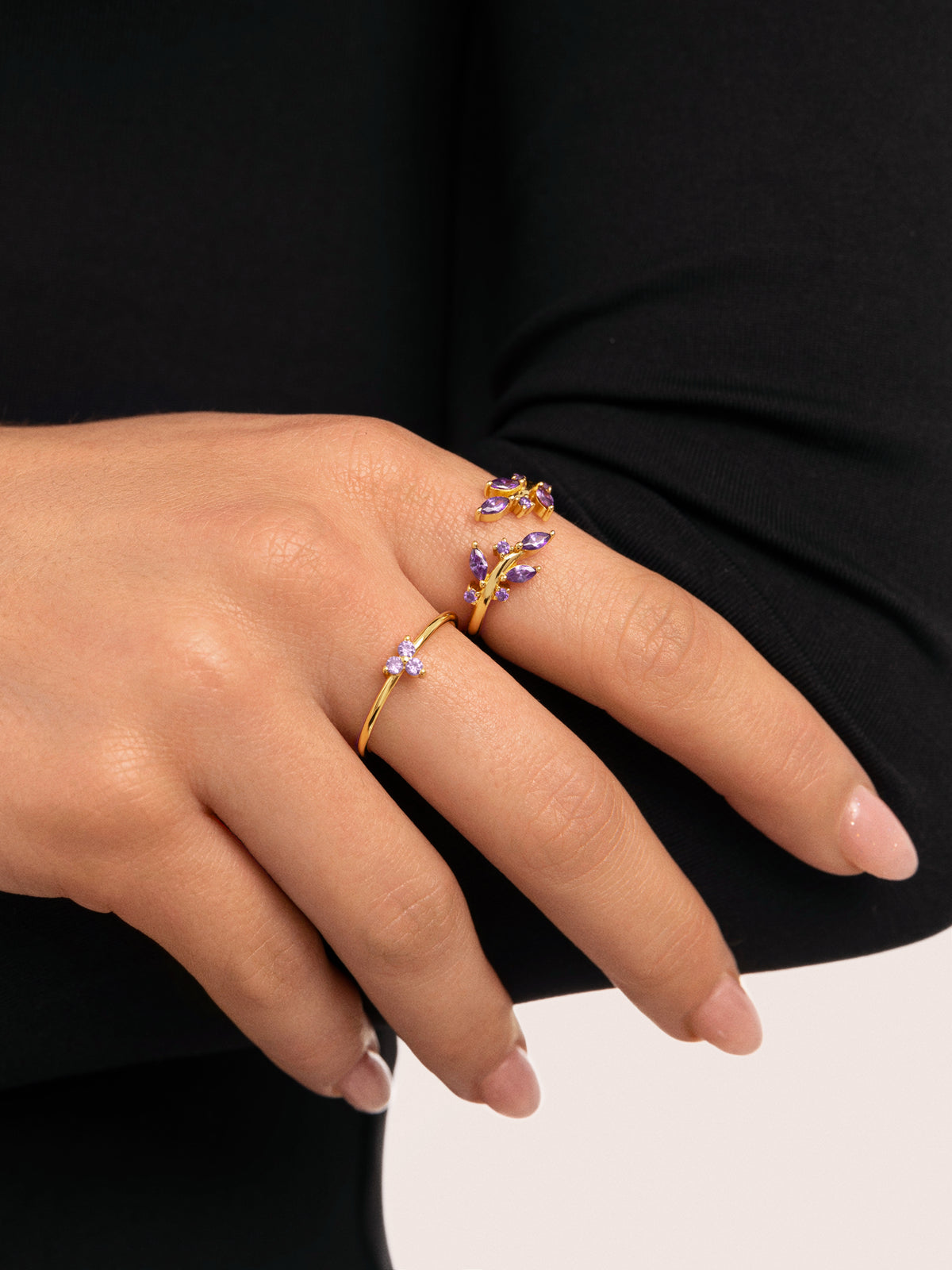 Anello Trebol Lavande placcato Oro