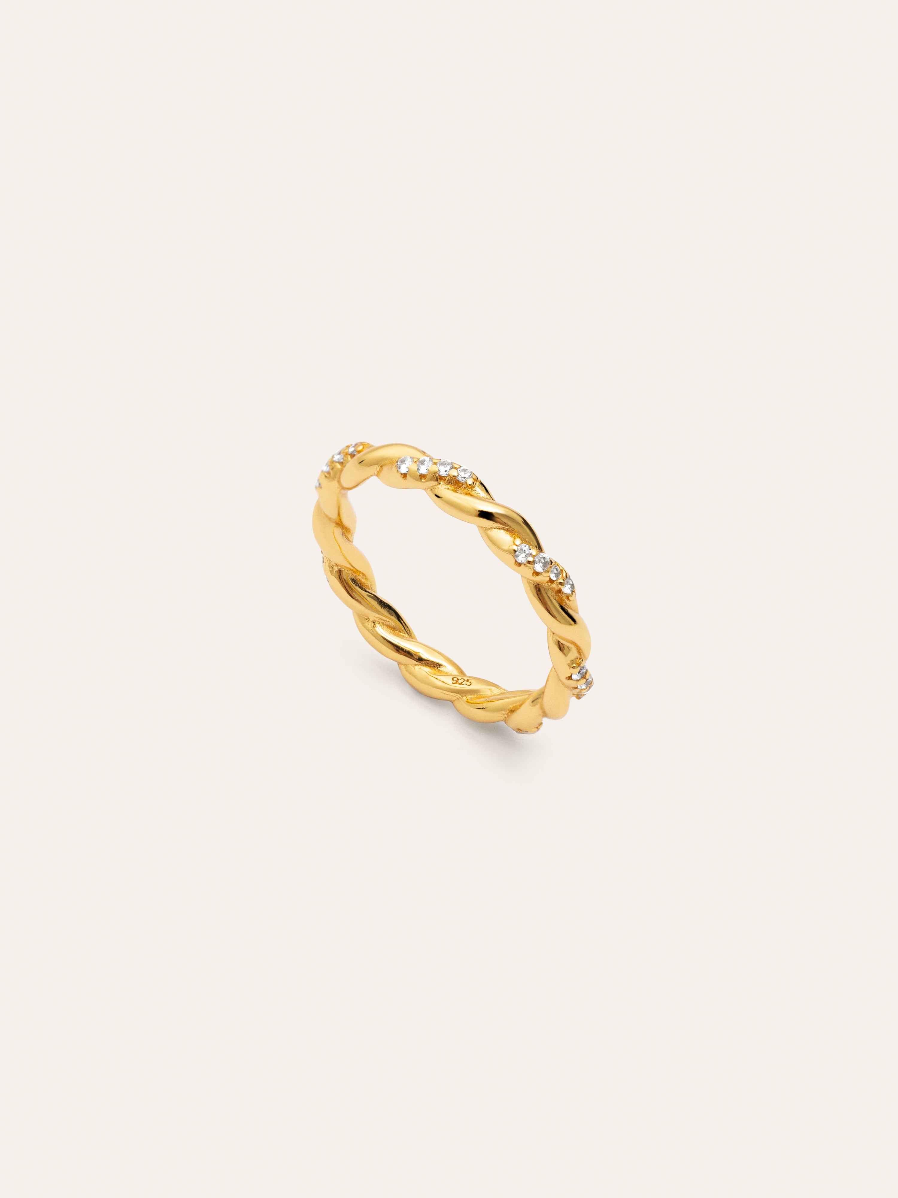 Anillo Tressia Plata Baño Oro