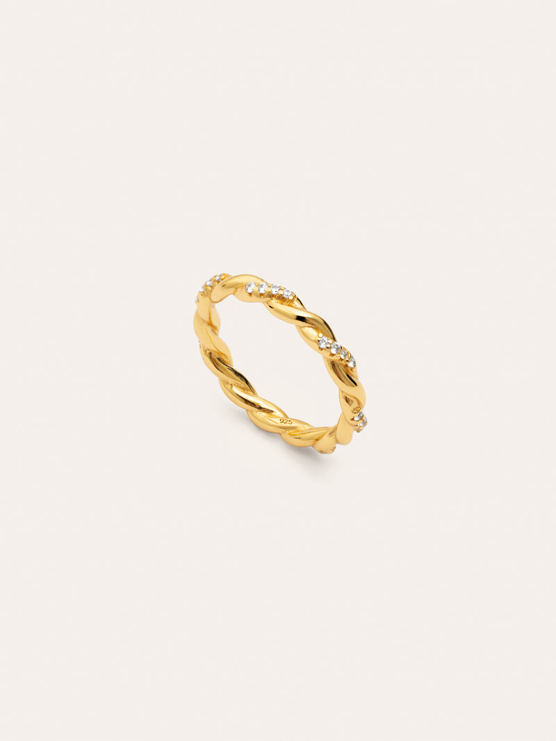 Anillo Tressia Plata Baño Oro