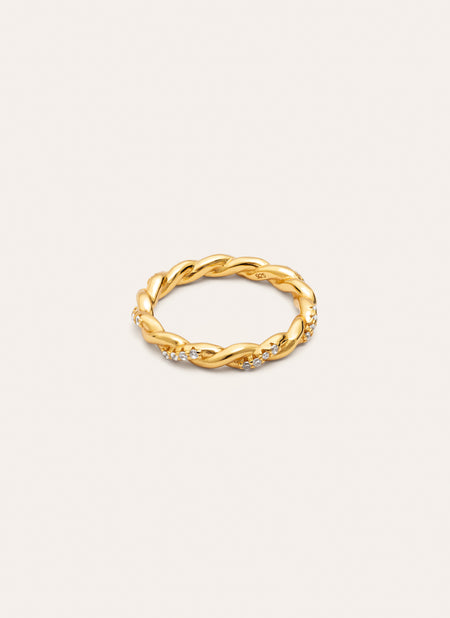 Anillo Tressia Plata Baño Oro