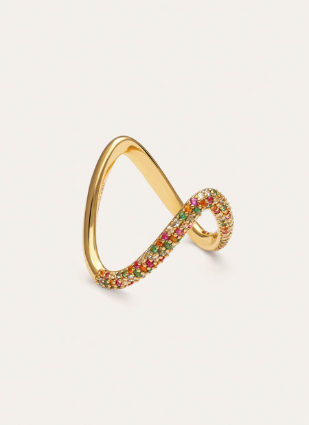 Anillo V Scarlett Dance Baño Oro