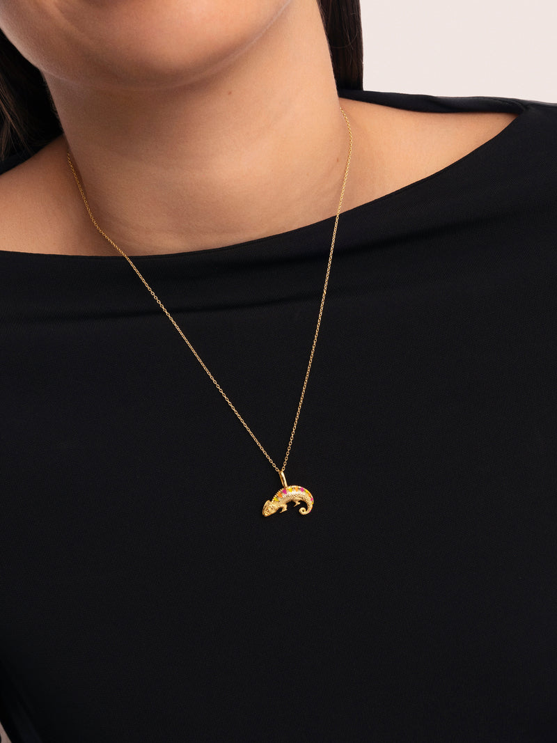 Chamaleon Enamel Lima Gold Charm