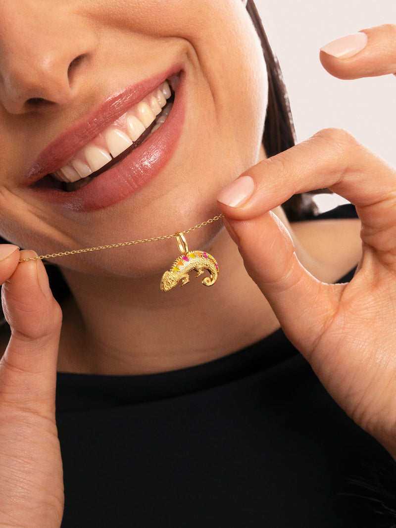 Chamaleon Enamel Lima Gold Charm