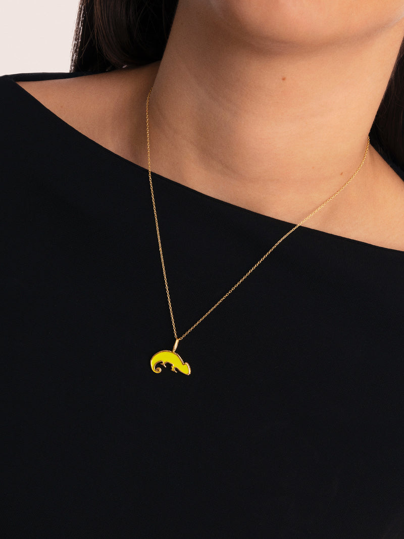 Chamaleon Enamel Lima Gold Charm