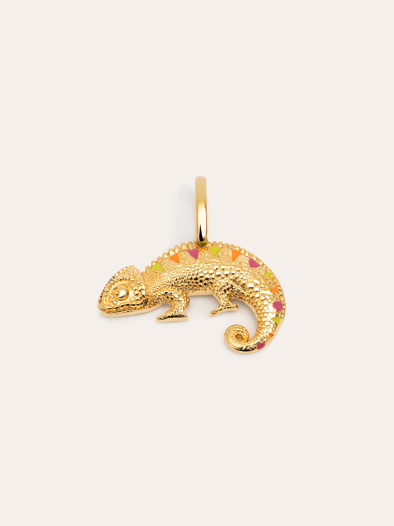 Chamaleon Enamel Lima Gold Charm