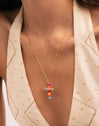 Charm Cruz Color Stones Acero Baño Oro