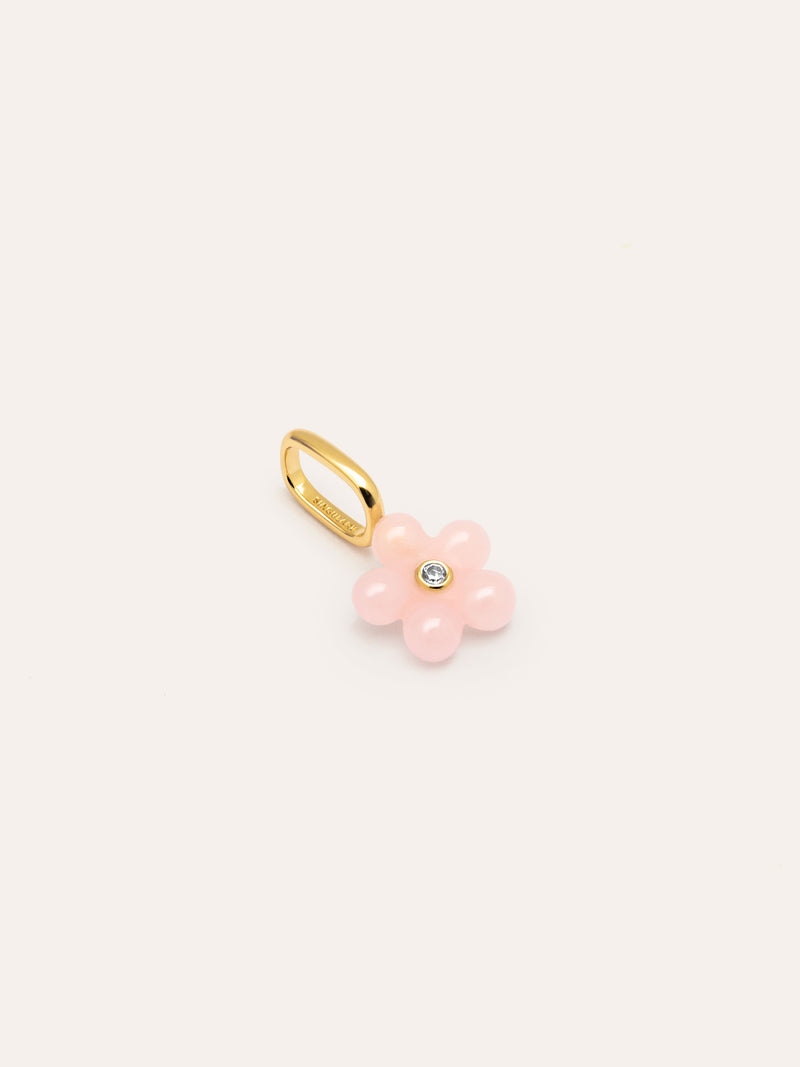Charm Flower Pink Argent Plaqué Or