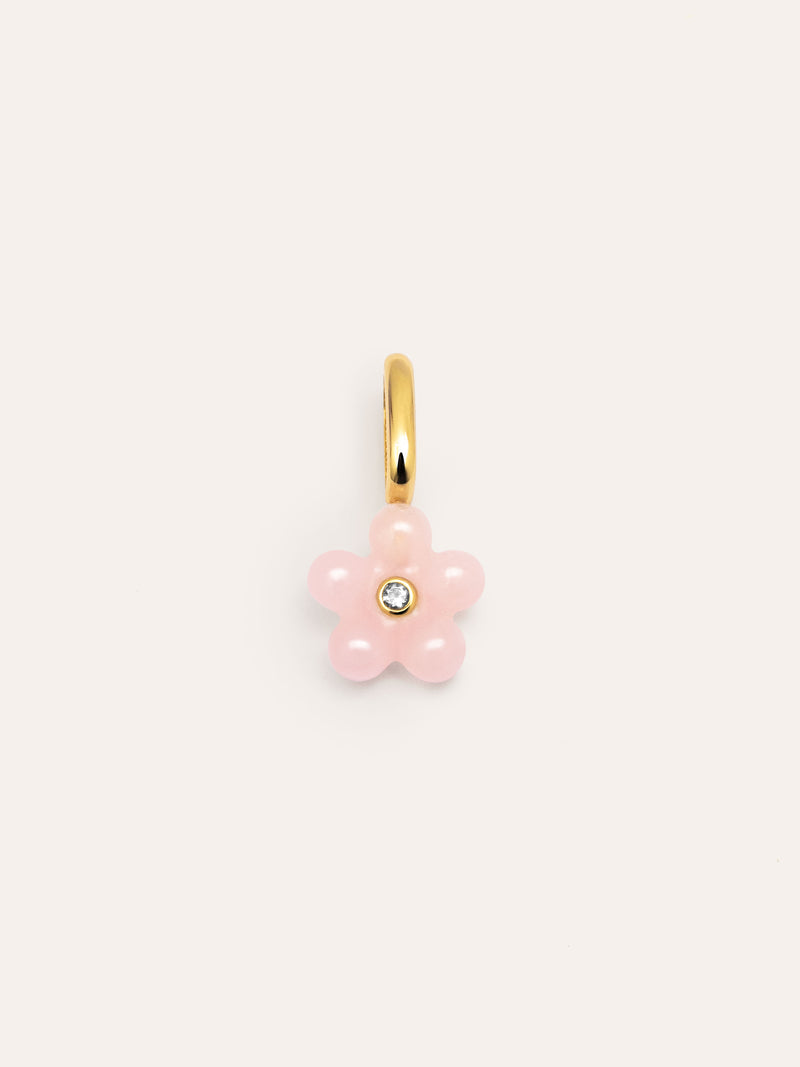 Charm Flower Pink Argent Plaqué Or