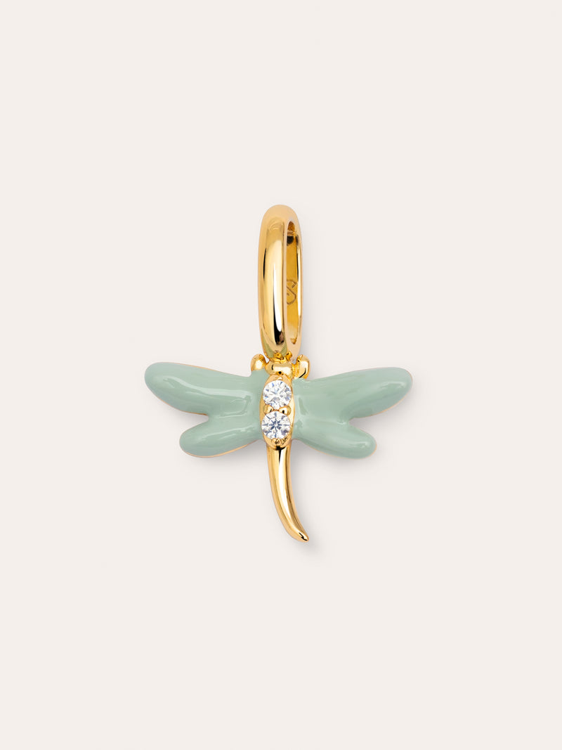 Charm Libellule Argent Plaqué Or