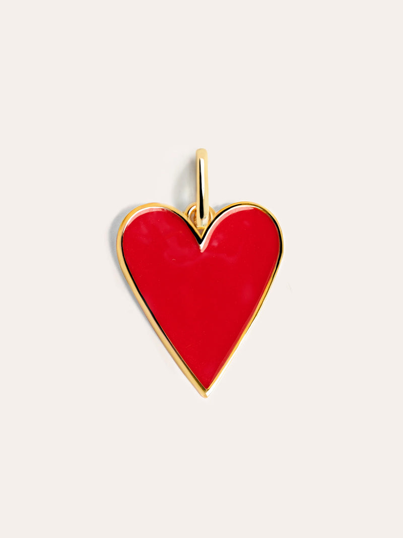 Lovely Red Heart Enamel Gold Charm