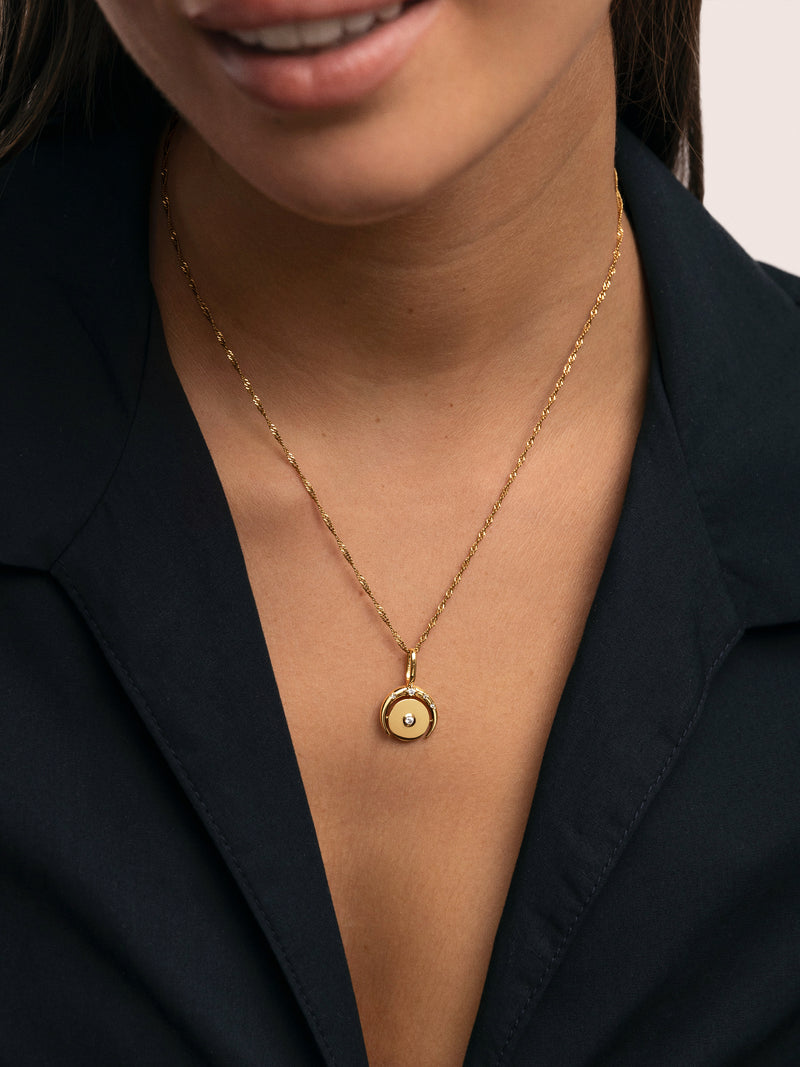 Medallion Moonset Gold Charm