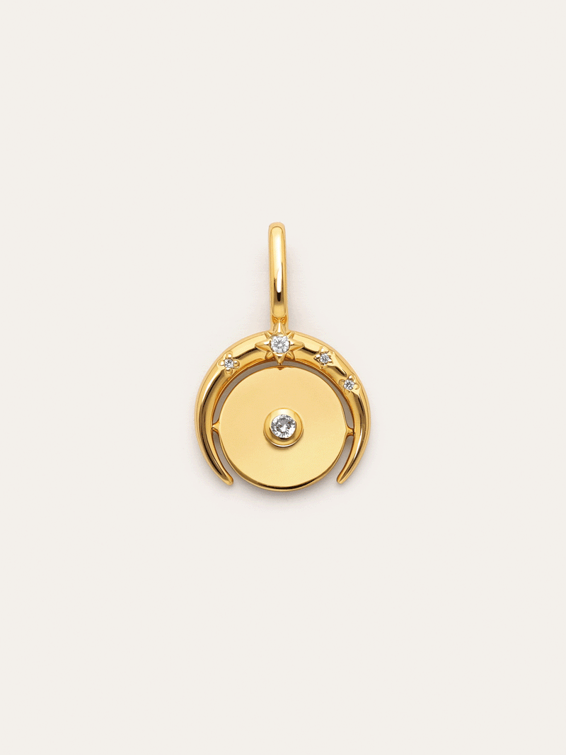 Medallion Moonset Gold Charm