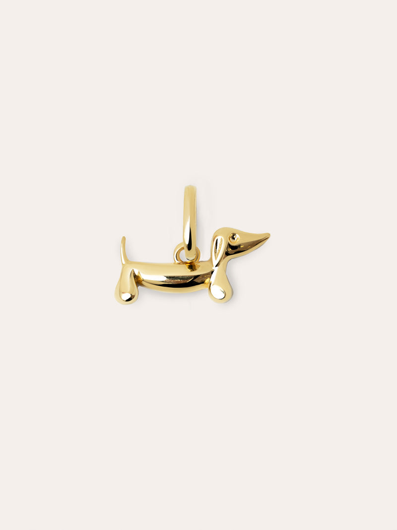 Charm Mini Chien Teckel Enamel Sky Plaqué Or