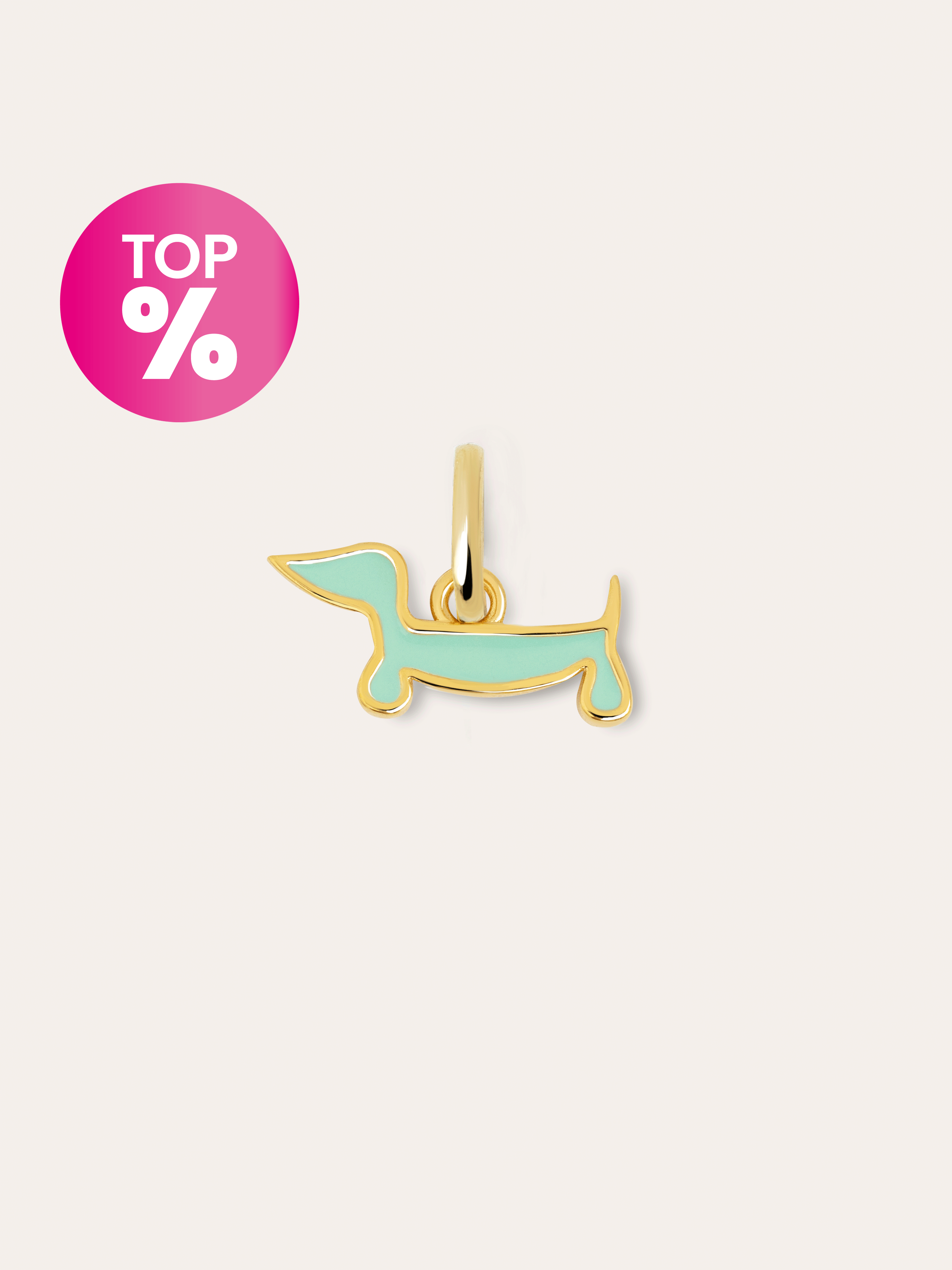Charm Mini Chien Teckel Enamel Sky Plaqué Or