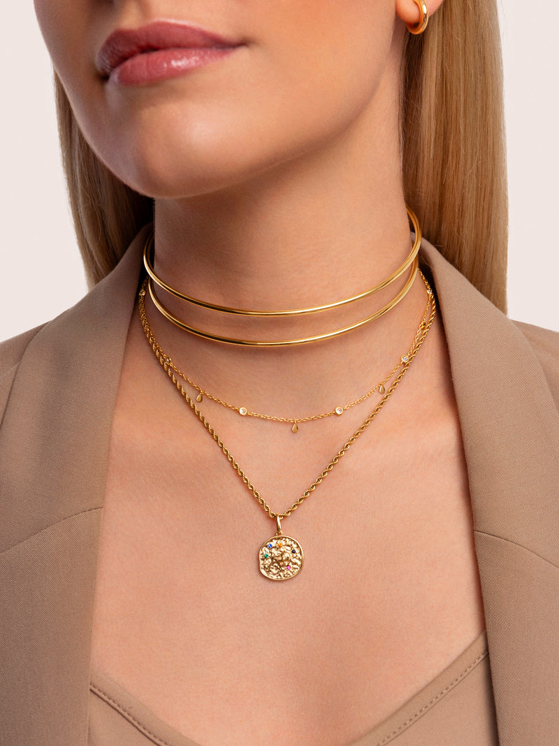 Choker Double Ring Plaqué Or