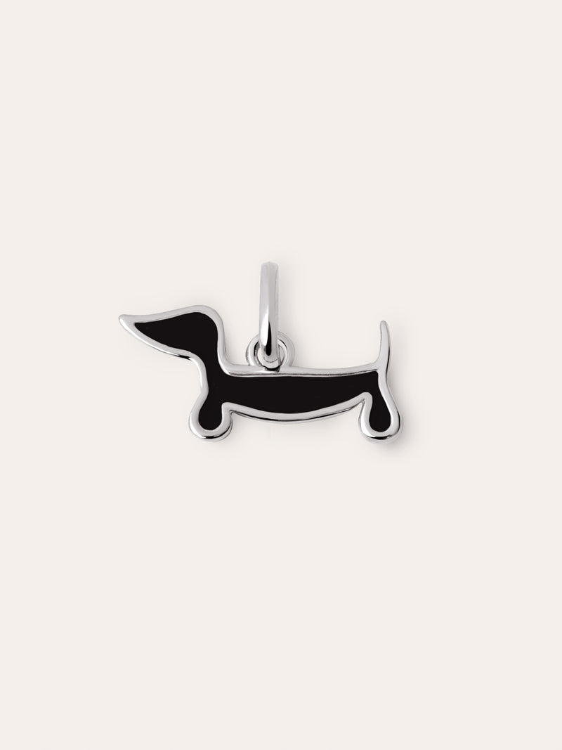 Charm Chien Teckel Enamel Noir