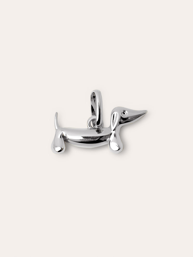 Charm Chien Teckel Enamel Noir