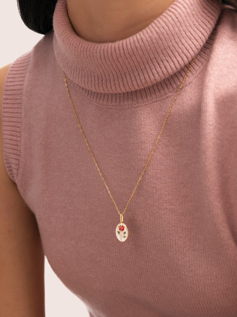 Charm Rose Enamel Plaqué Or