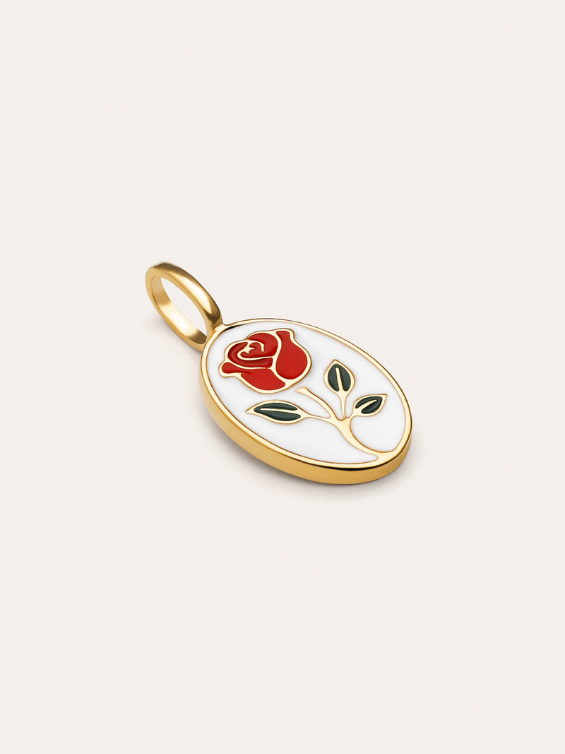 Charm Rose Enamel Plaqué Or