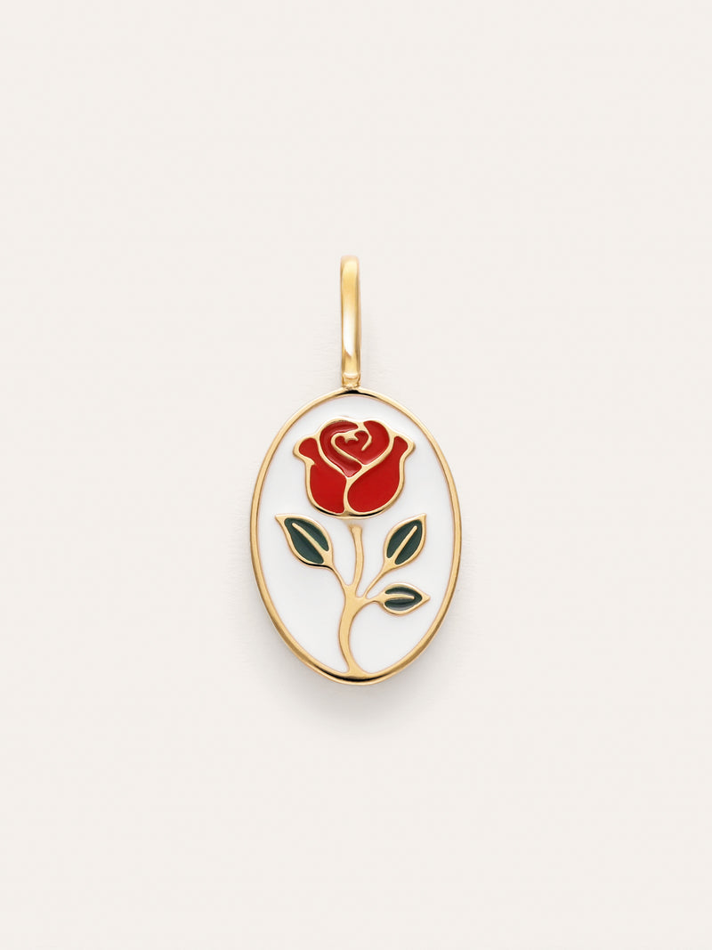 Charm Rose Enamel Plaqué Or