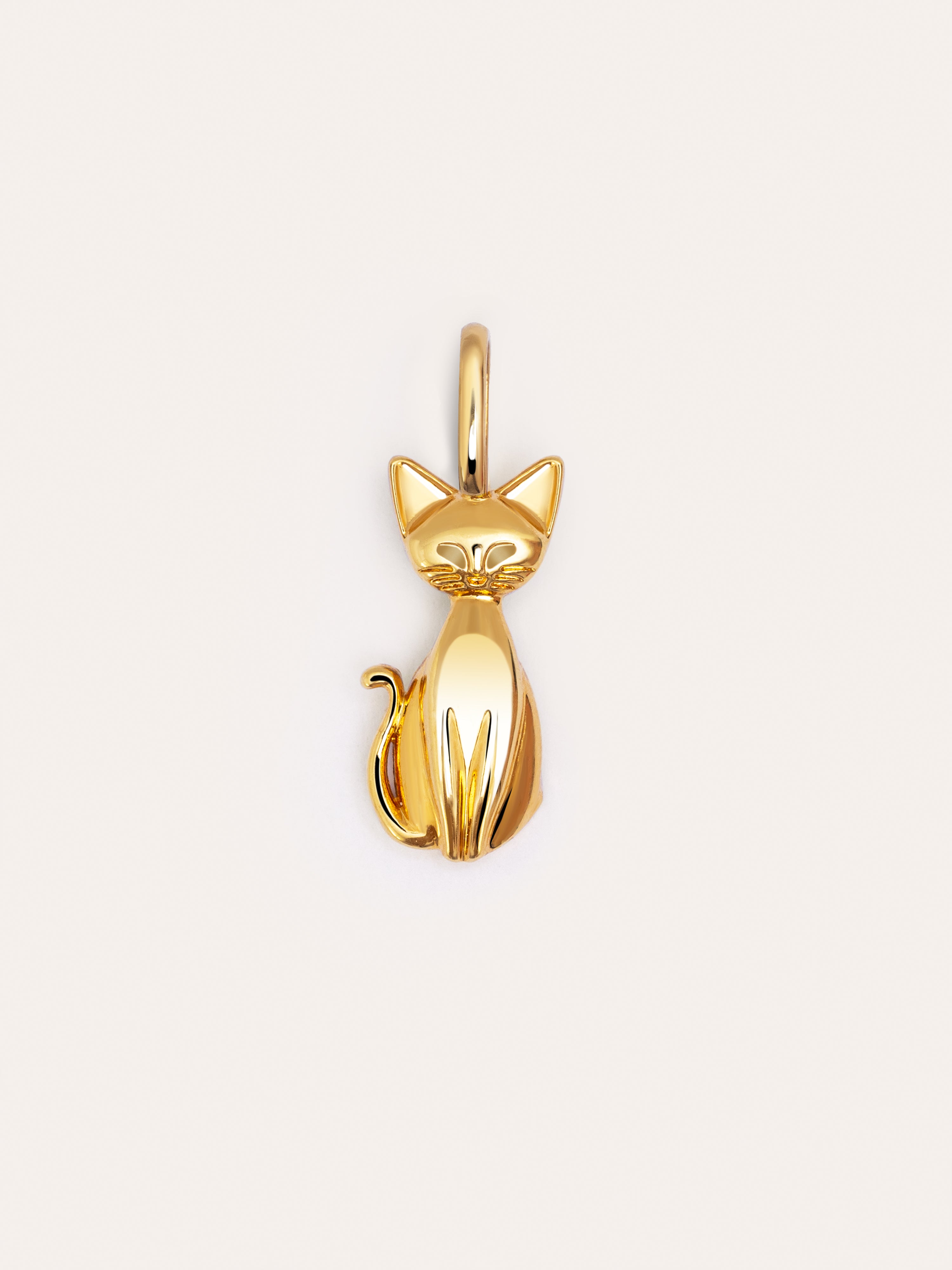 Salem Cat Enamel White Gold Charm