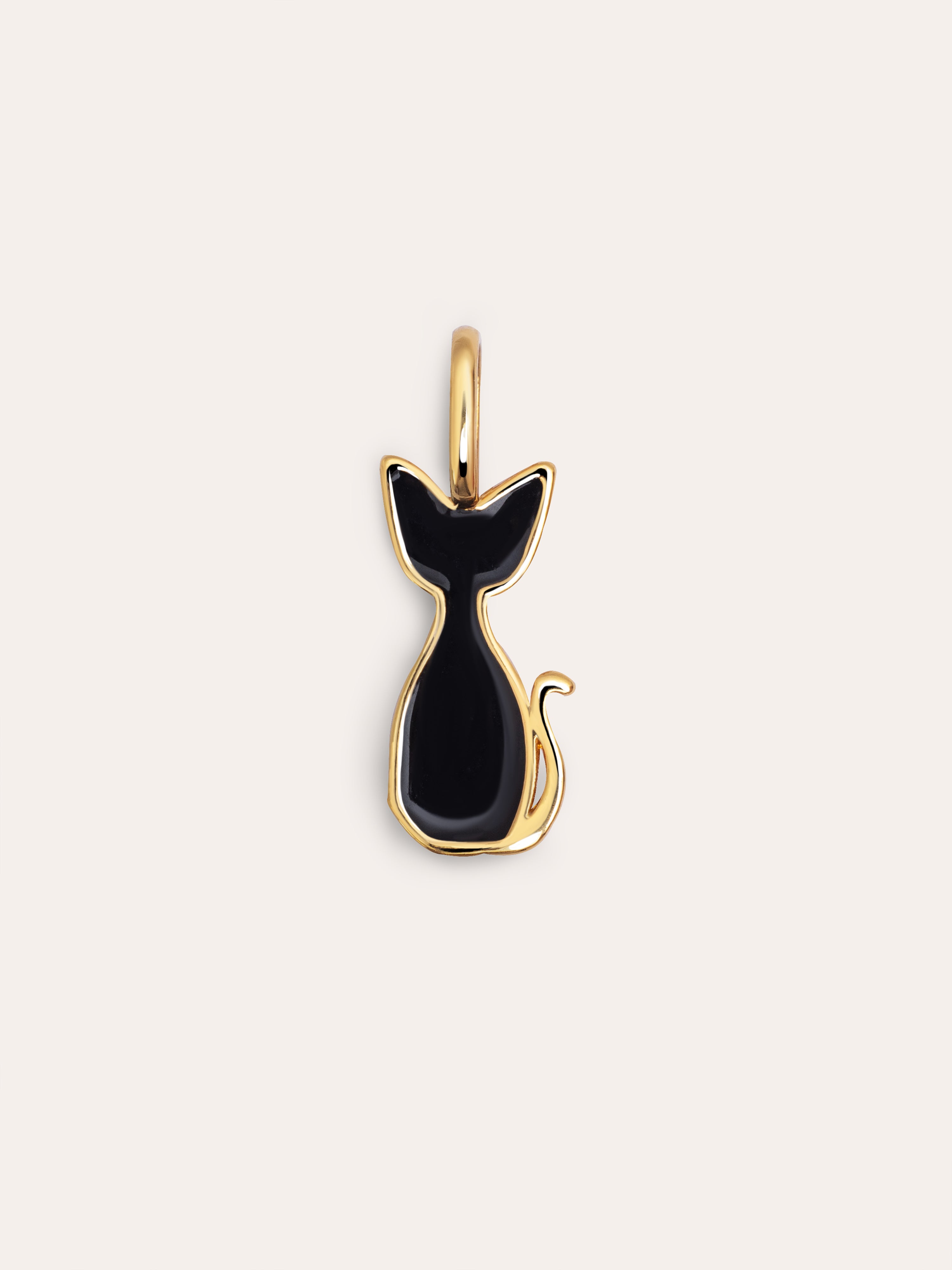 Salem Cat Enamel Black Gold Charm