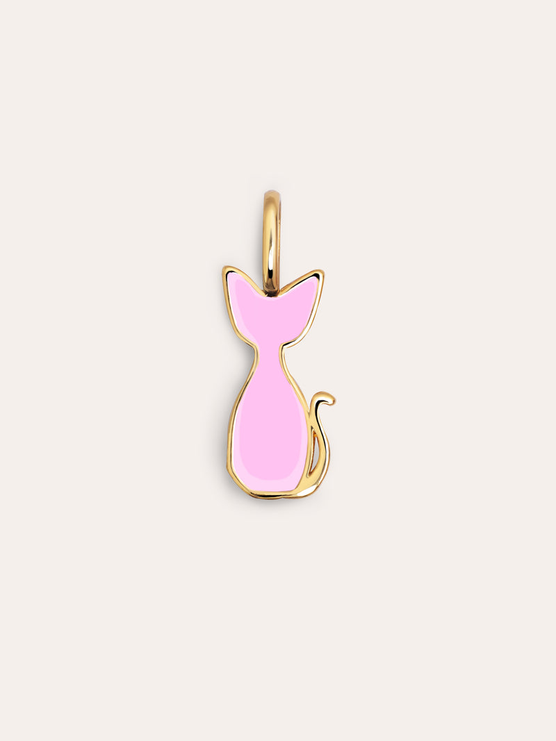 Charm Salem Chat Enamel Rose Plaqué Or