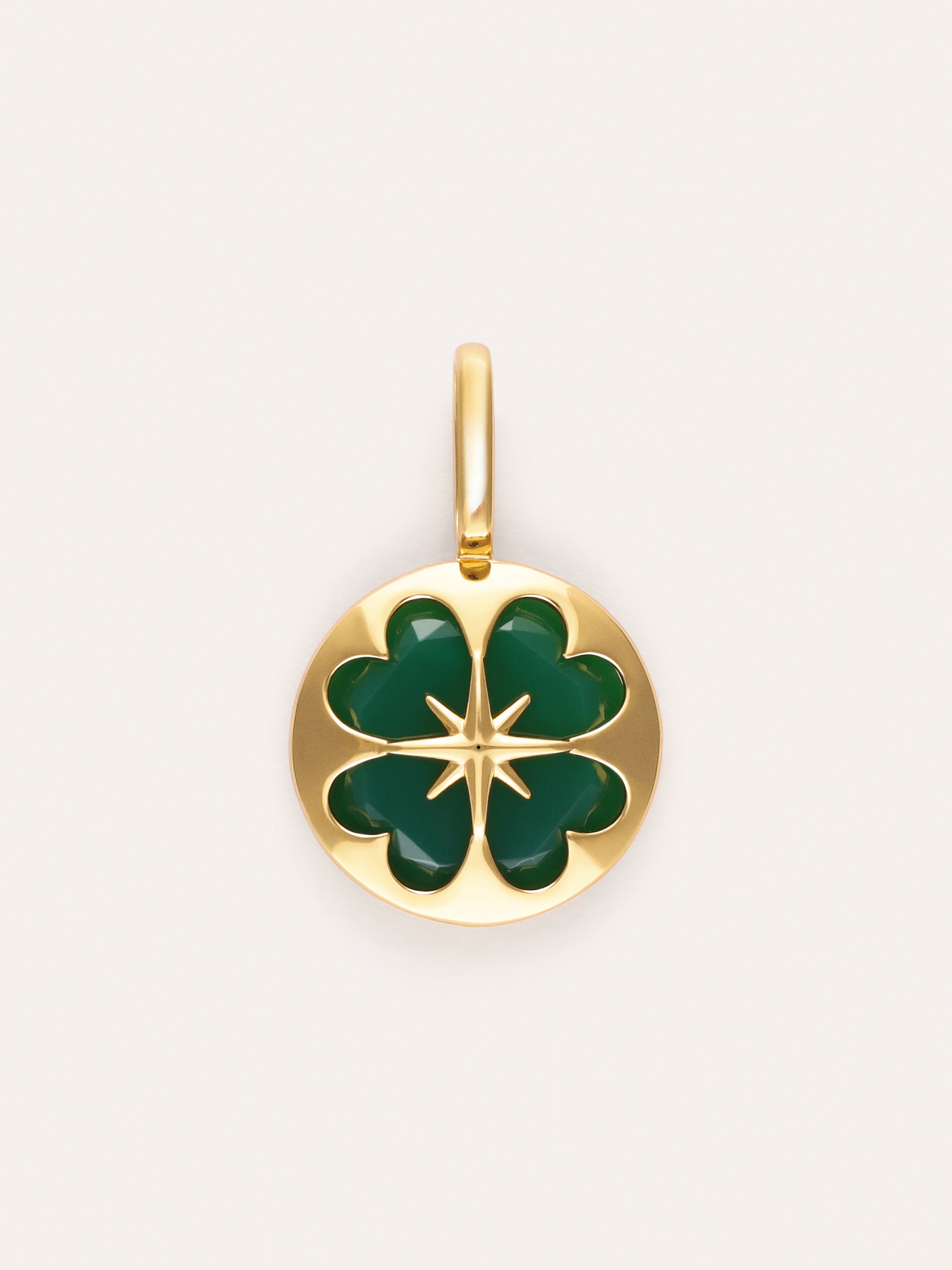 Charm Trébol Ágata Stone Baño Oro