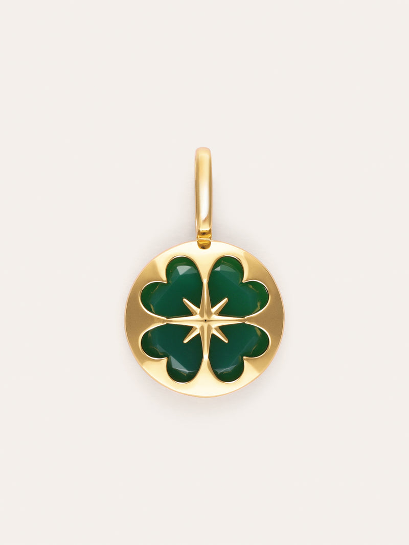Charm Trébol Ágata Stone Baño Oro