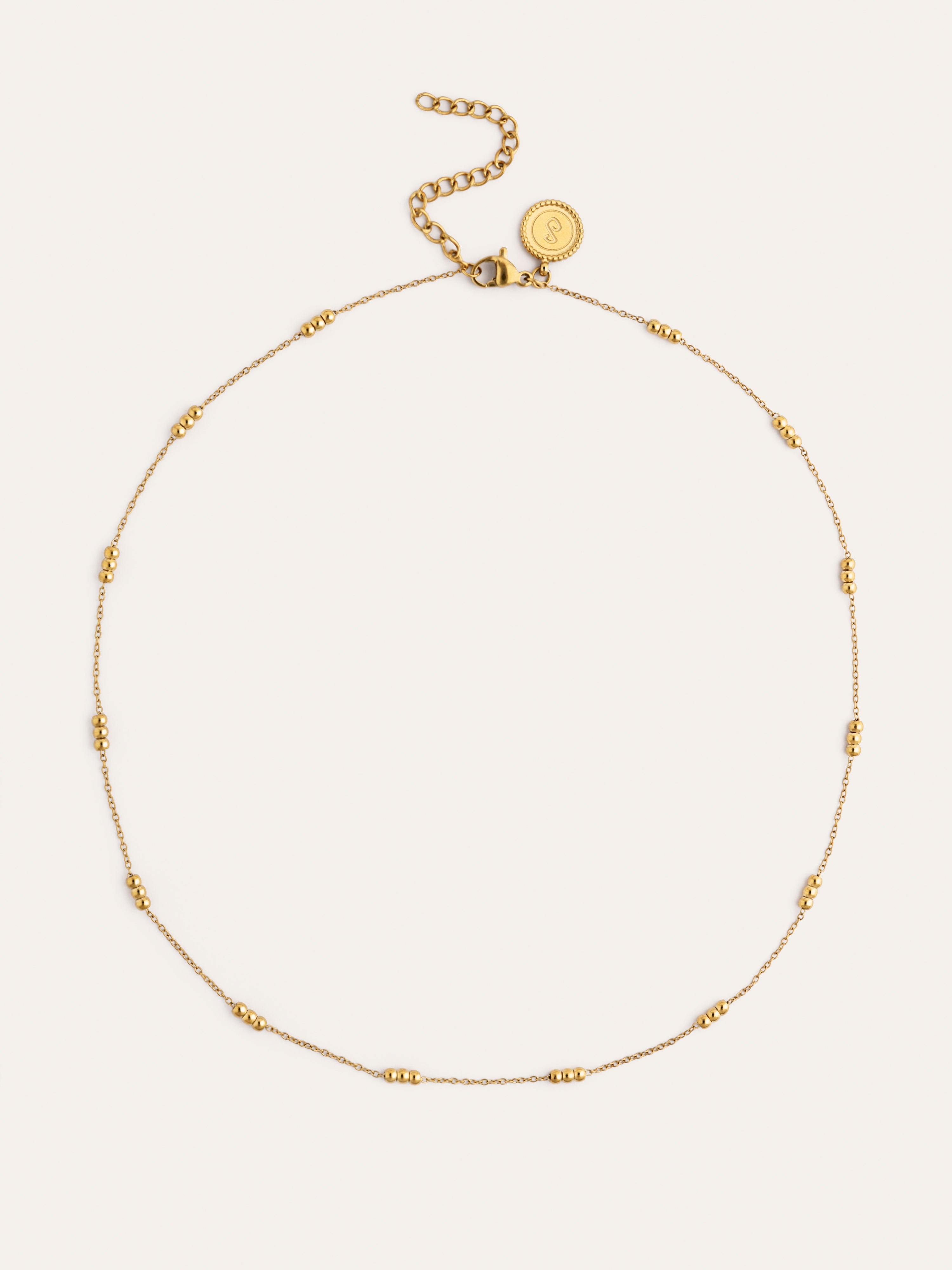 Ketting Triple Dots Staal Verguld met Goud