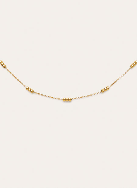 Ketting Triple Dots Staal Verguld met Goud