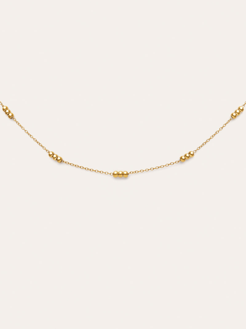 Ketting Triple Dots Staal Verguld met Goud