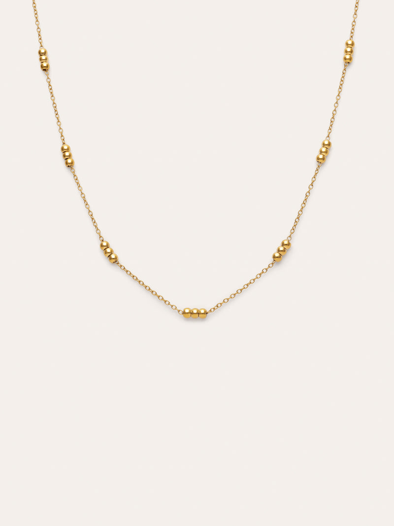 Ketting Triple Dots Staal Verguld met Goud