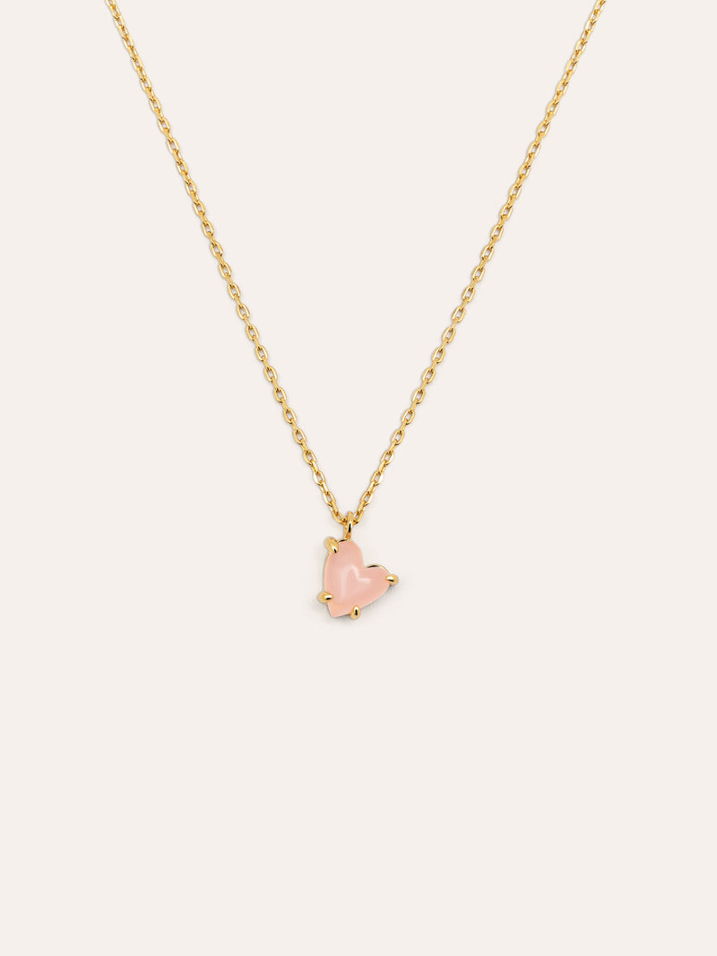 Collier Adorable Heart Pink Plaqué Or