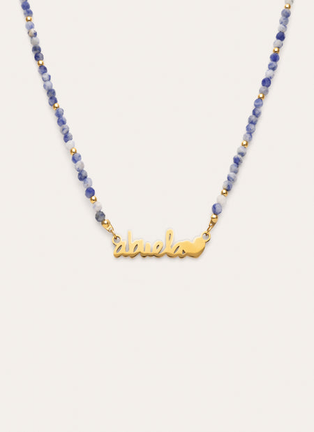 Collier Abuela Heart Cianite Acier Plaqué Or
