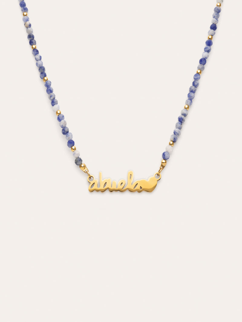 Collier Abuela Heart Cianite Acier Plaqué Or