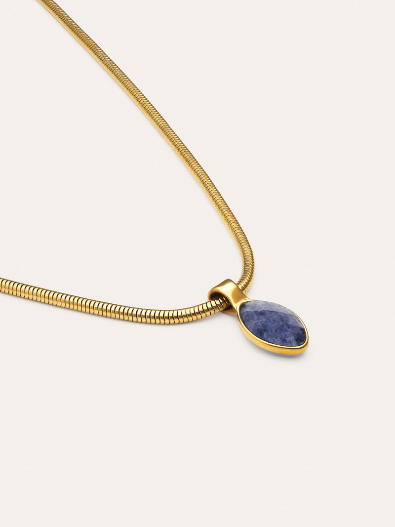 Collar Alma Cianita Acero Baño Oro