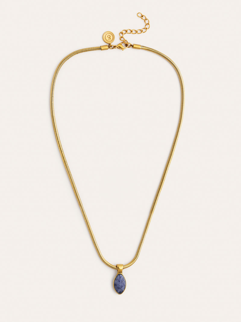 Collar Alma Cianita Acero Baño Oro